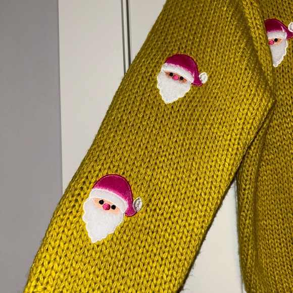 Chartreuse Santa cardigan size small - Picture 8 of 9